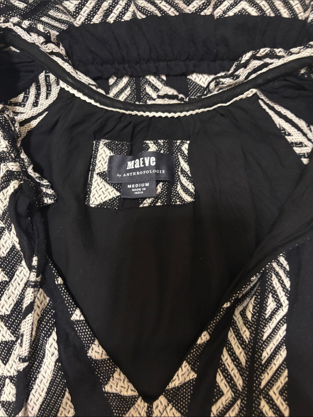 Maeve by Anthropologie Black & Cream Geometric dress. Size Medium. Great!